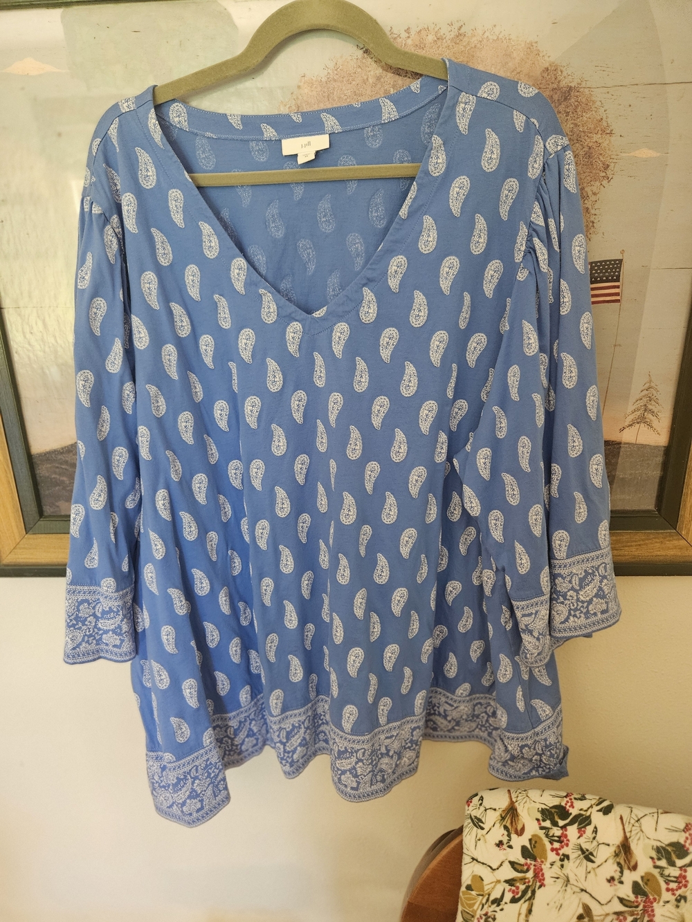J. Jill Blue Paisley V-Neck Tunic Sz 4x
